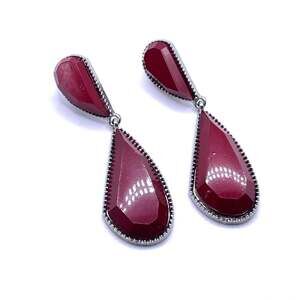 E037 | Maroon Statement Dangle Earrings